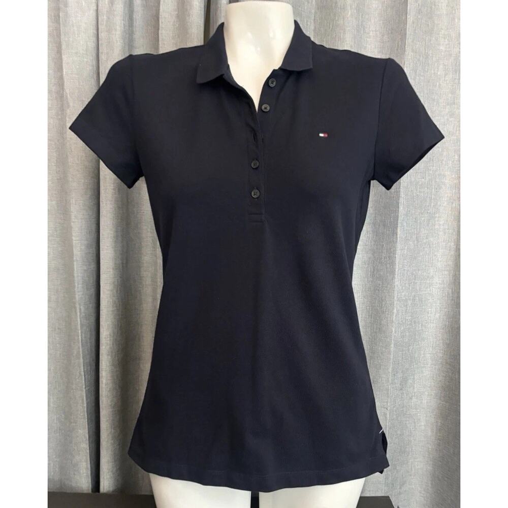 Tommy Hilfiger Womens Slim fit Polo Shirt NWT Navy Blue Size Small